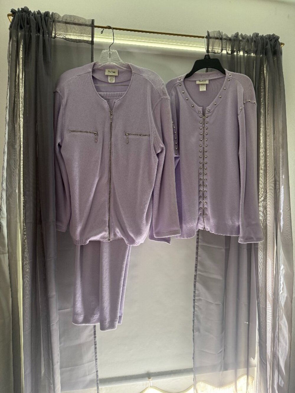 Vintage Neiman Marcus Lavender 3-Piece Track Suit Set + Studded Jacket large